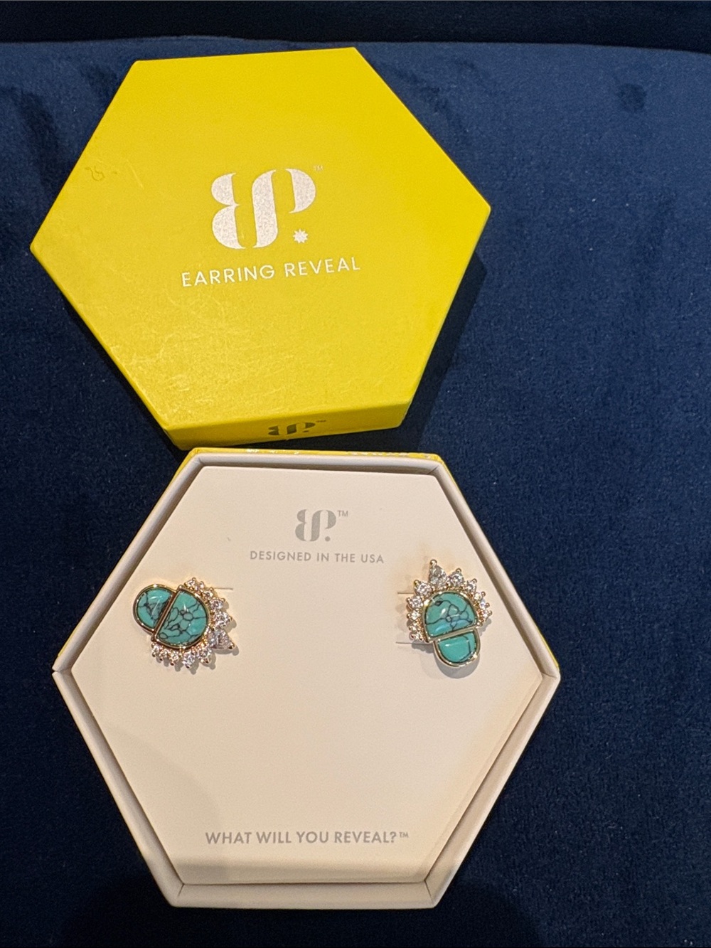 Earring Reveal Turquoise Crystal Cluster Stud Earrings